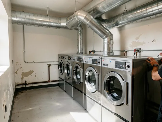 Mahoning Dryer Vent Cleaning team performing large-scale commercial dryer vent cleaning in Mahoning