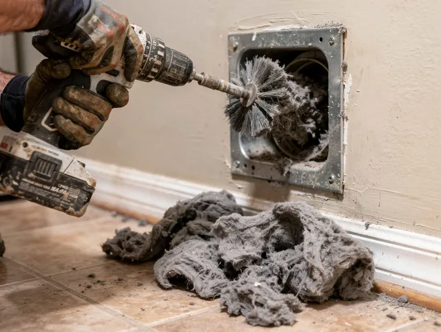 Certified Mahoning Dryer Vent Cleaning technician performing dryer vent cleaning in Mahoning
